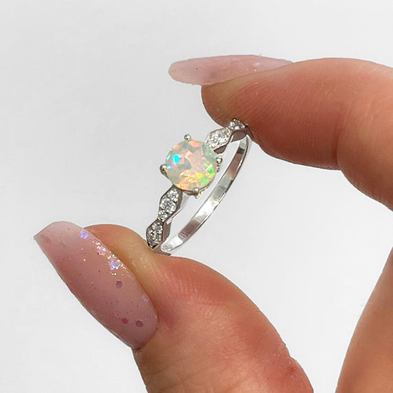Nebula Ring - Opal and White Topaz