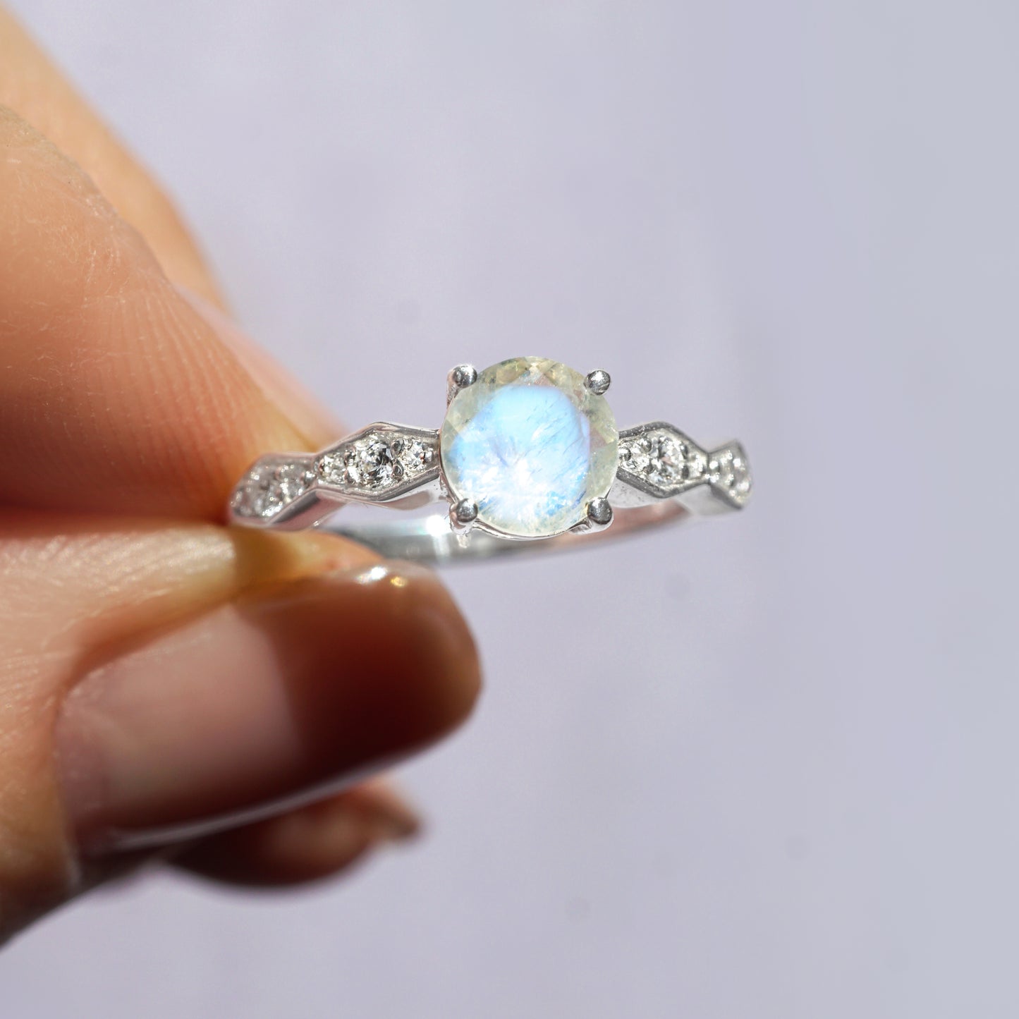 Olivia Ring - Moonstone and White Topaz