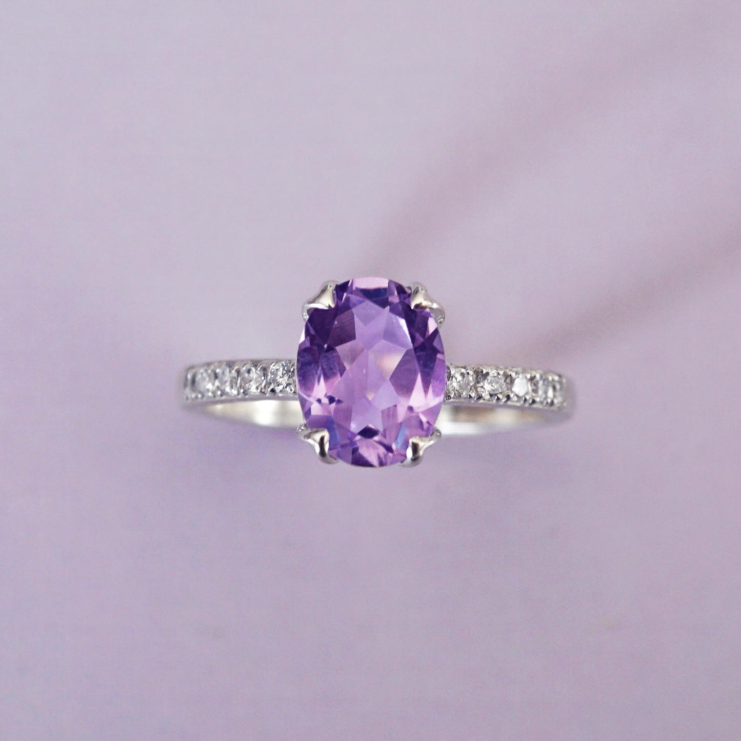 Heather Ring - Lilac Amethyst and White Topaz