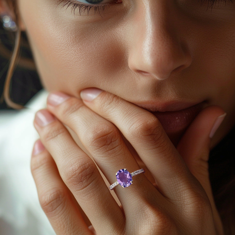 Heather Ring - Lilac Amethyst and White Topaz