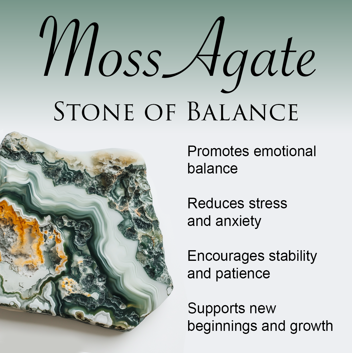 Fern Ring - Moss Agate and White Topaz