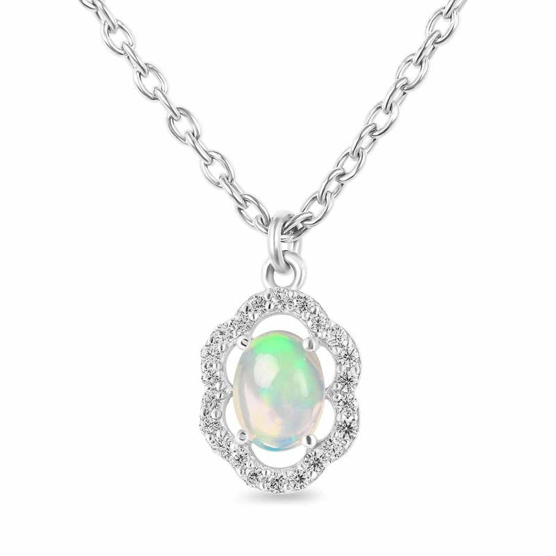 Cassandra Necklace - Opal and White Topaz