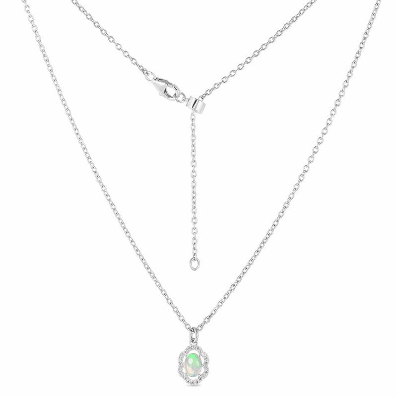 Cassandra Necklace - Opal and White Topaz