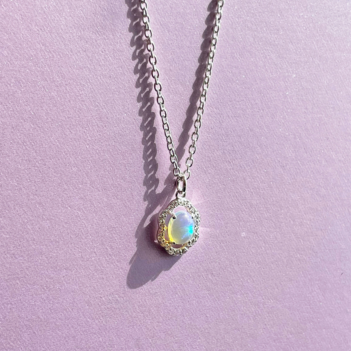 Cassandra Necklace - Opal and White Topaz