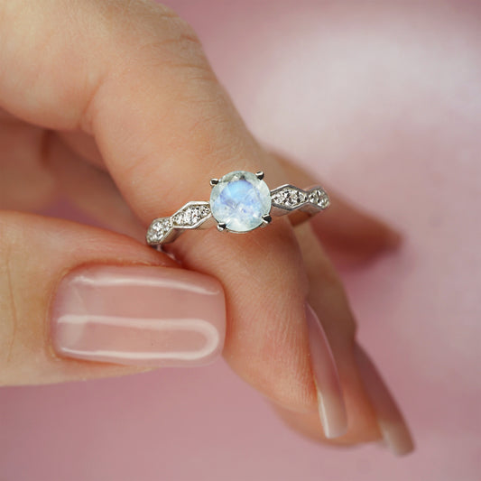 Olivia Ring - Moonstone and White Topaz