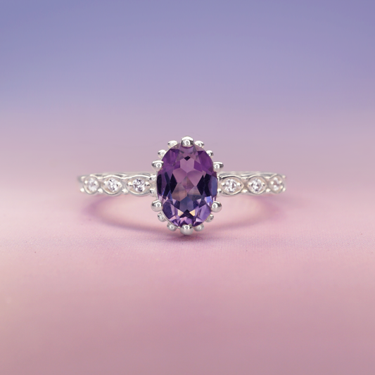 Juliet Ring - Amethyst and White Topaz