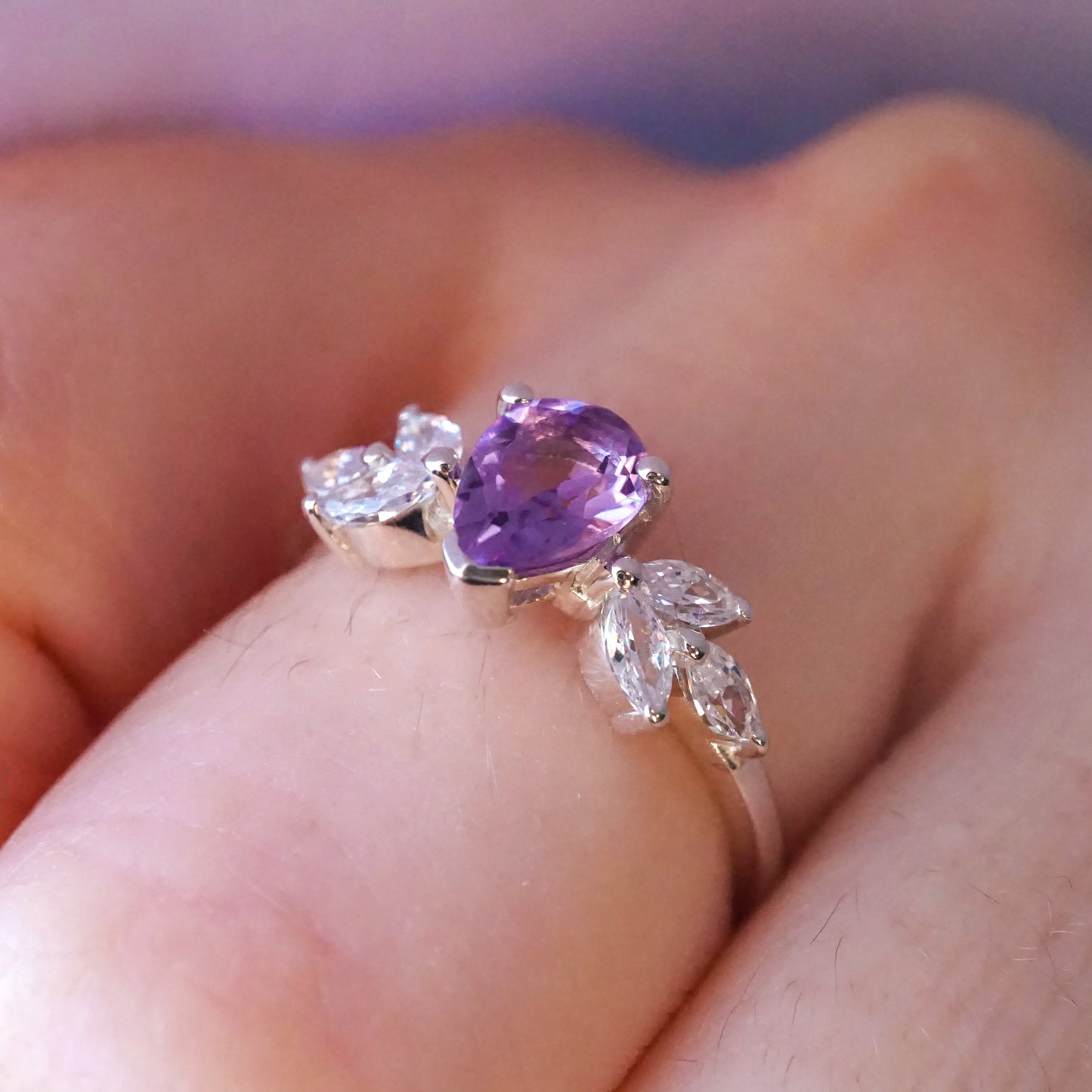 Sophia Ring - Amethyst and White Topaz