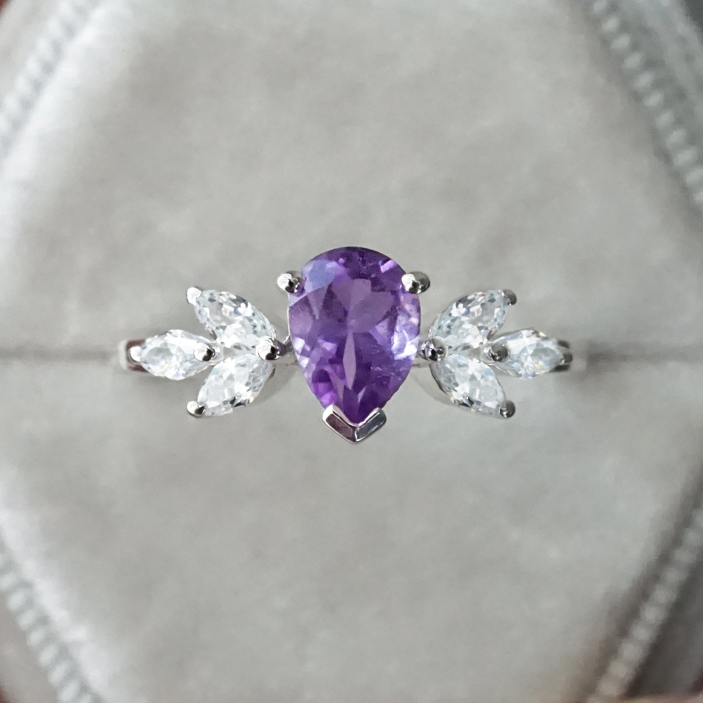 Sophia Ring - Amethyst and White Topaz