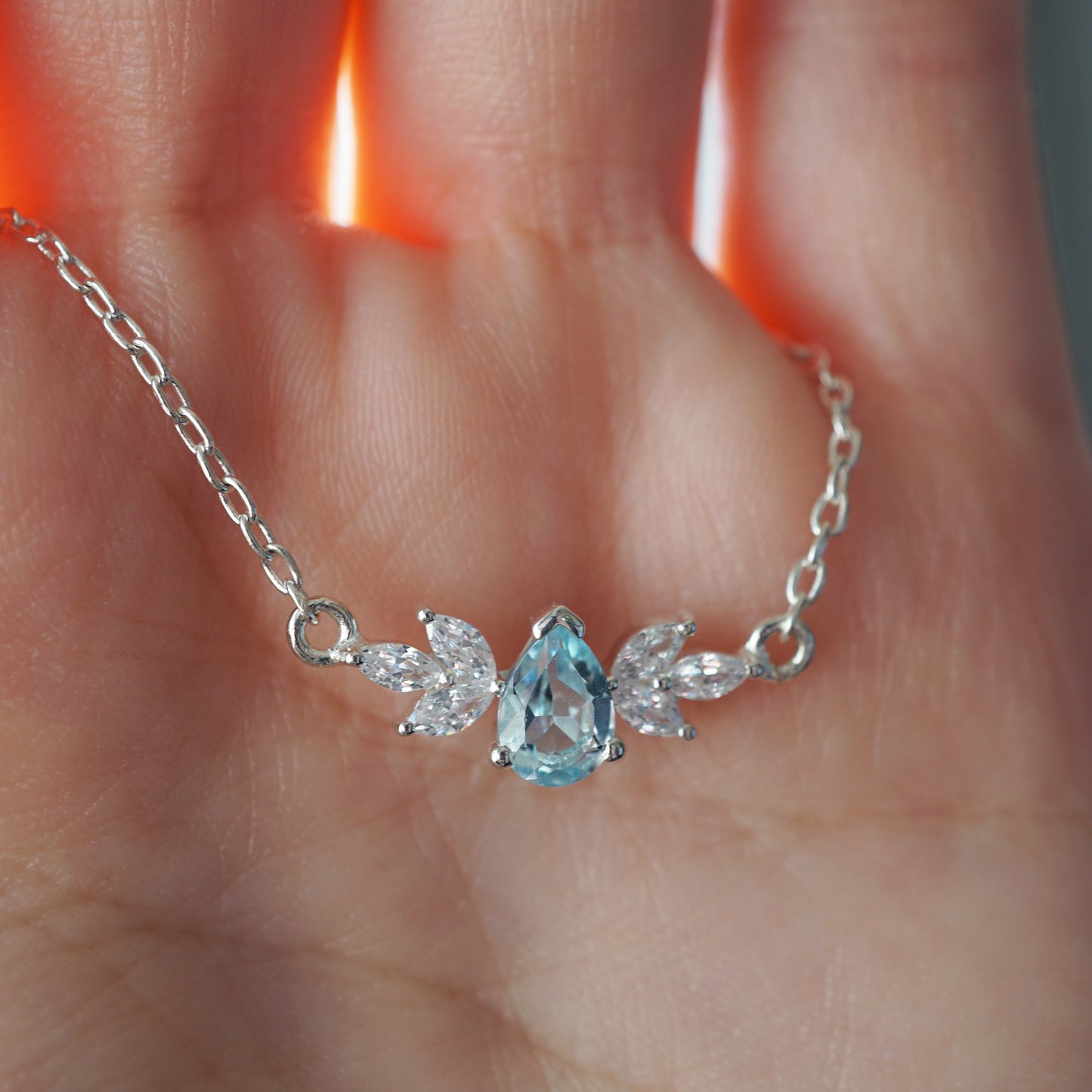 Sora Necklace - Blue and White Topaz