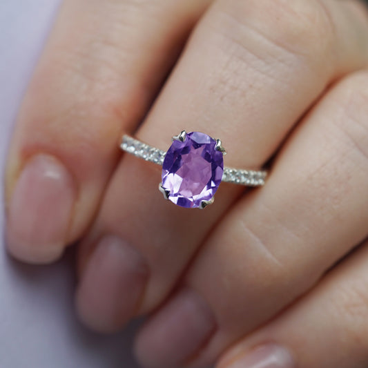 Heather Ring - Lilac Amethyst and White Topaz