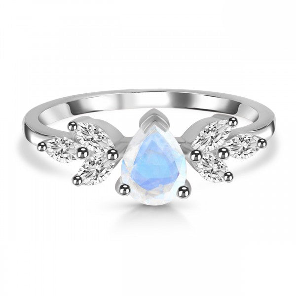 Feyre Ring - Moonstone and White Topaz