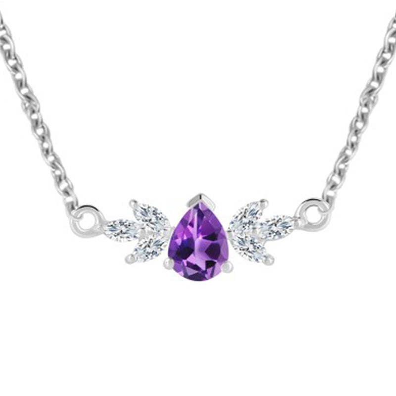 Orchid Necklace - Amethyst and White Topaz