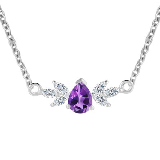 Orchid Necklace - Amethyst and White Topaz