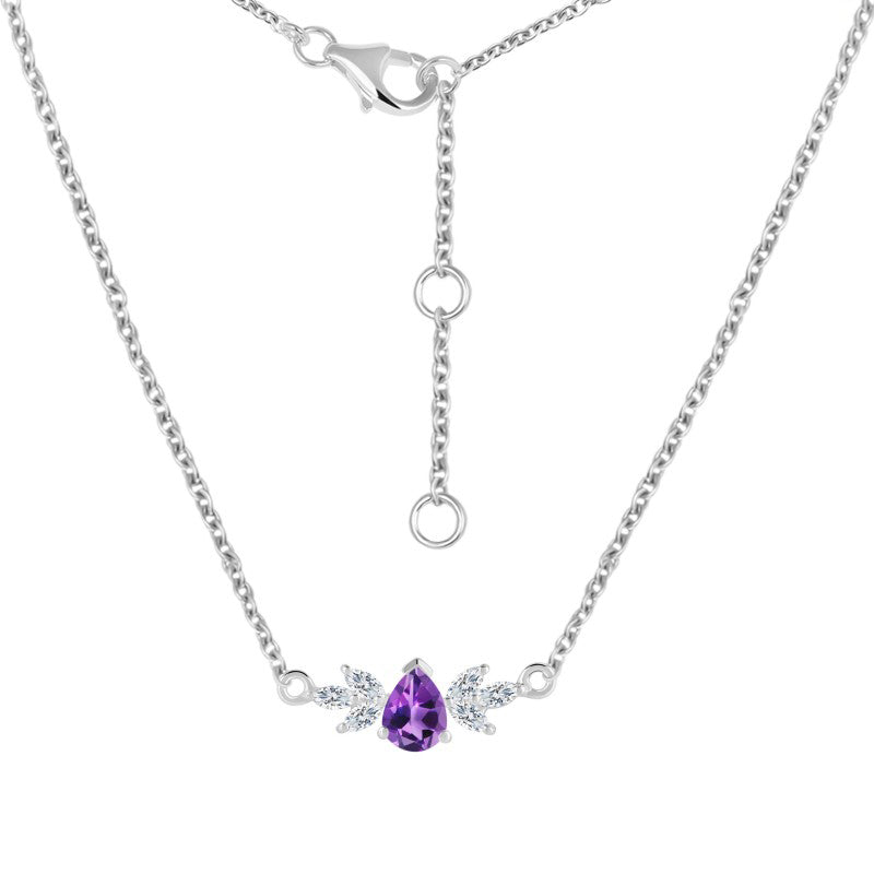 Orchid Necklace - Amethyst and White Topaz