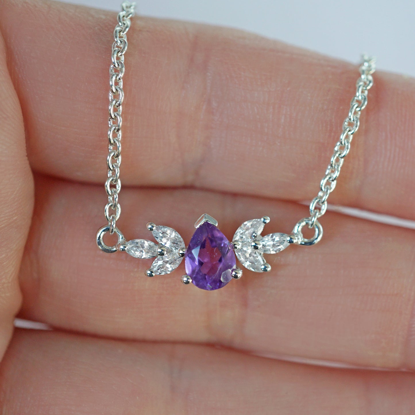 Orchid Necklace - Amethyst and White Topaz