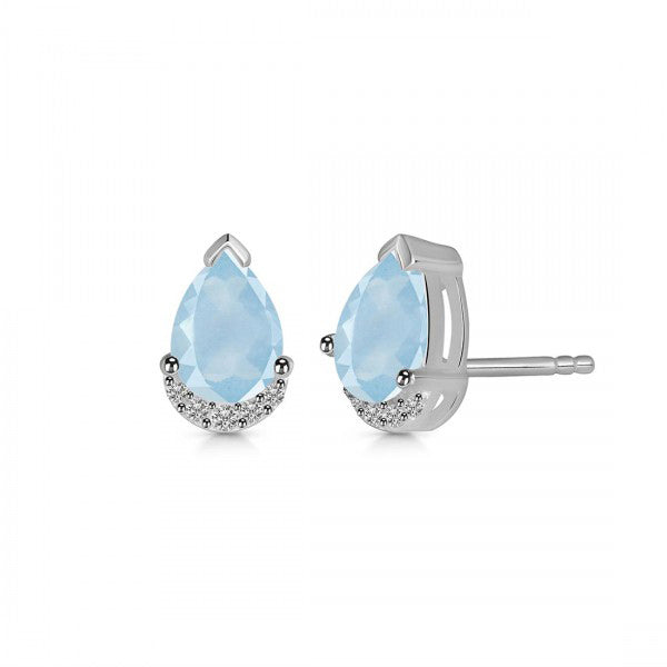 Raindrop Earrings - Aquamarine and White Topaz