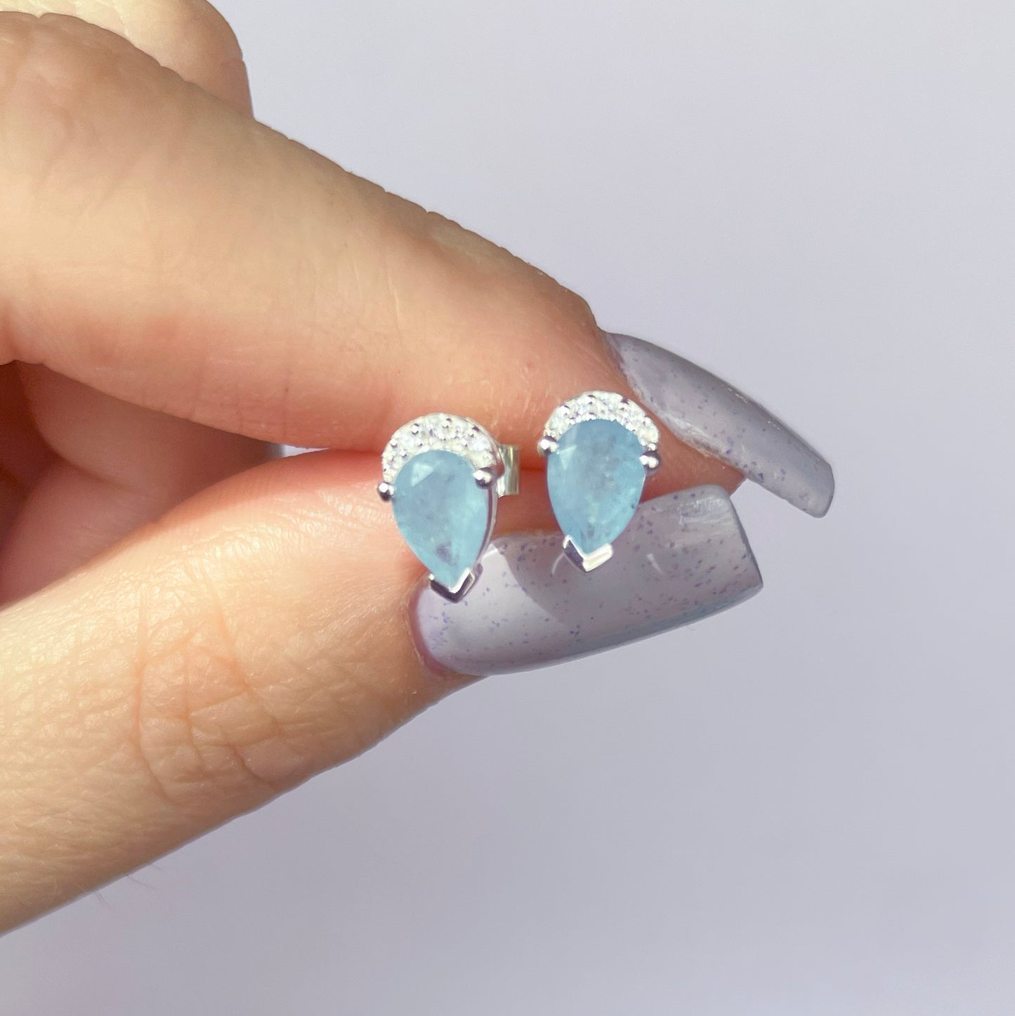 Raindrop Earrings - Aquamarine and White Topaz