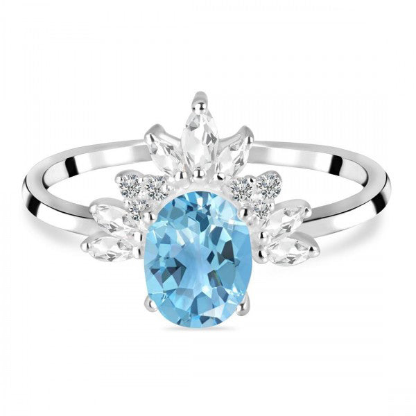 Elsa Ring - Blue Topaz and White Topaz