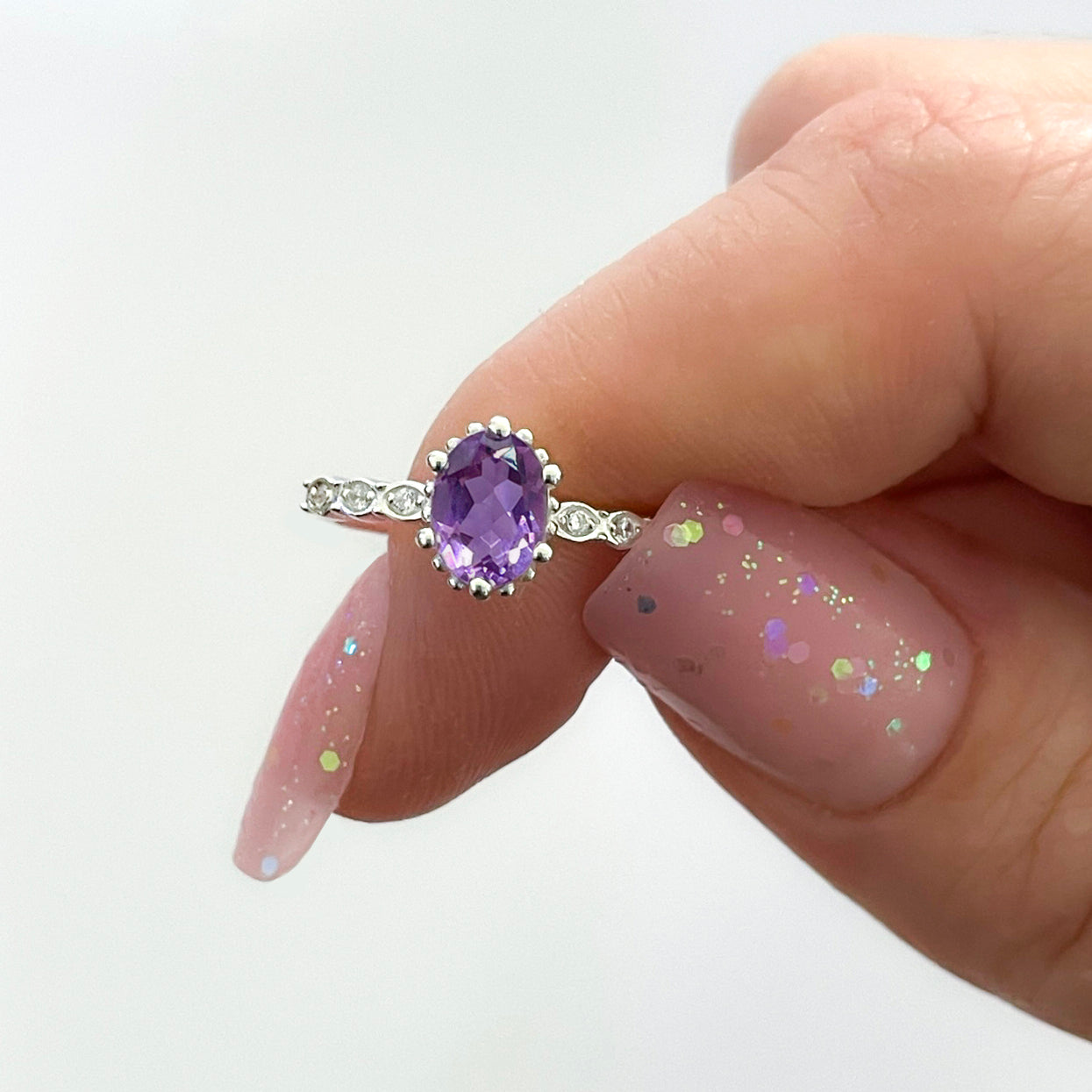 Juliet Ring - Amethyst and White Topaz
