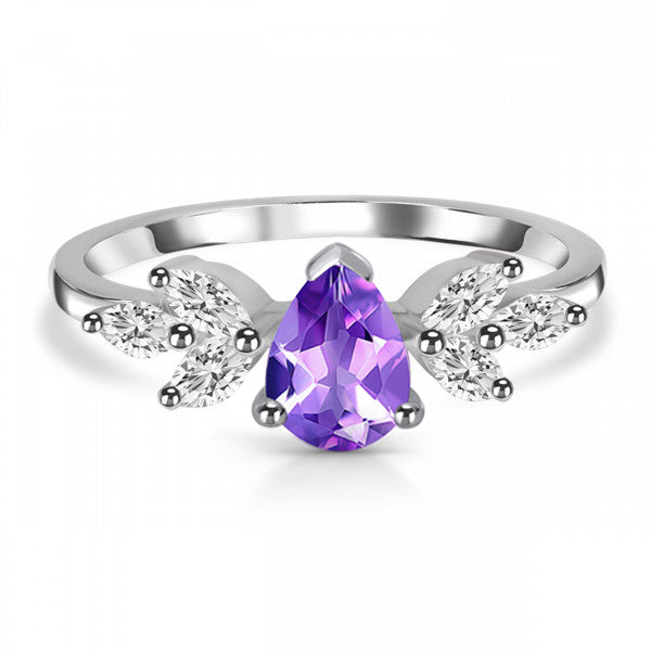 Sophia Ring - Amethyst and White Topaz