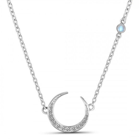 Moon Child Necklace - Moonstone and White Topaz