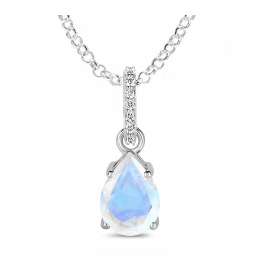 Moondrop Necklace - Moonstone and White Topaz