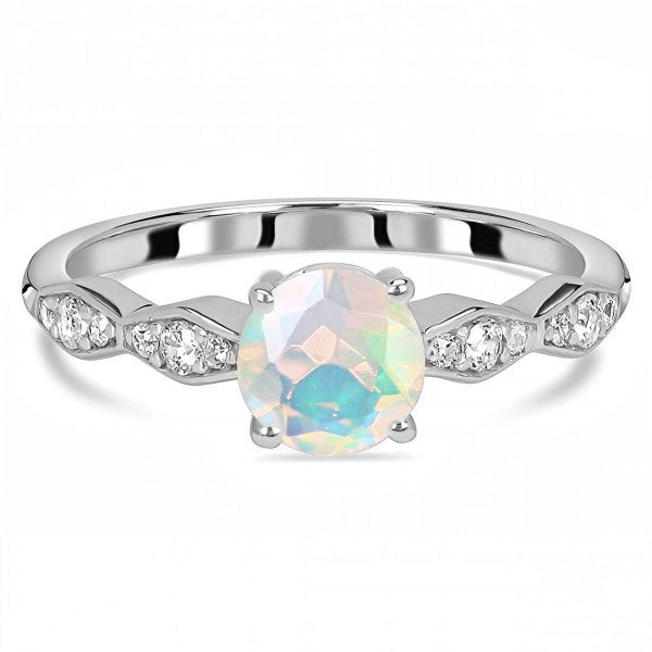 Nebula Ring - Opal and White Topaz